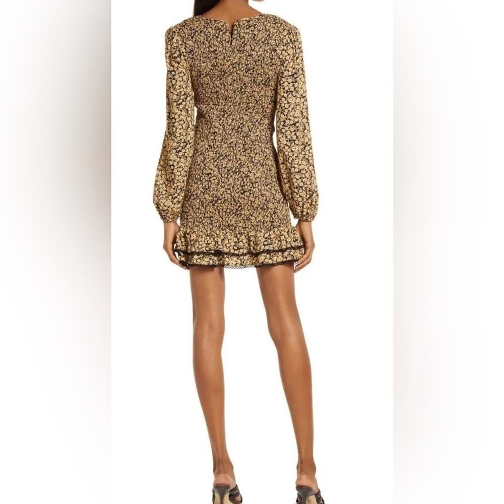 Lost + Wander Mini Dress Pick Me Golden Hour Long Sleeve Floral Smocked Size M - Picture 4 of 16